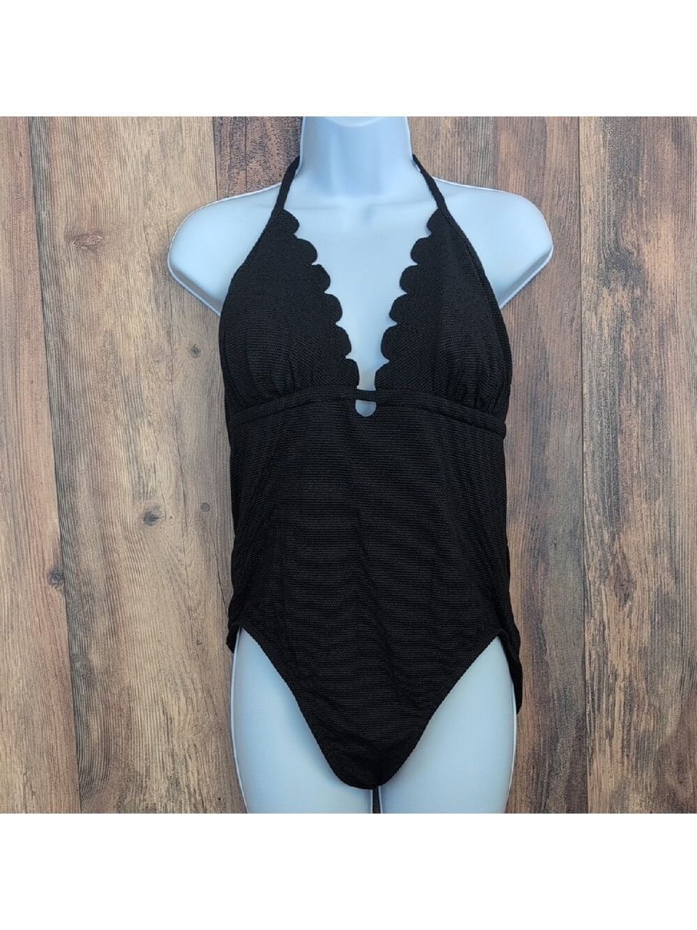 Time and Tru Black One Piece Textured Swimsuit XL 16-18 628D